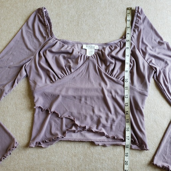 Lavender Y2K Mesh Babydoll Crop Top Sz M Sheer‎ Pastel Whimsigoth Fairy Coquette - Picture 8 of 9